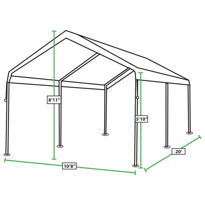 King Canopy Value King 10' x 20' Carport, 6-Leg, 1 1/4-inch Steel Frame, White - Image 7