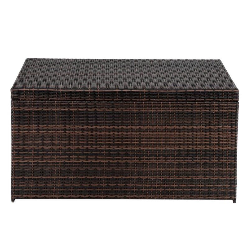Ktaxon 132 Gallon Resin Wicker Outdoor Patio Storage Deck Box, Wicker Box, Rattan Container with Lid for Garden, Living Room, Apartement - Image 4
