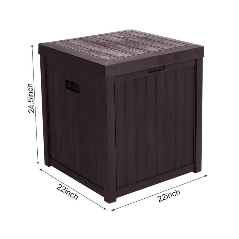 Ktaxon 51gal 195L Garden Plastic Storage Deck Box Chest Tools Brown - Image 8