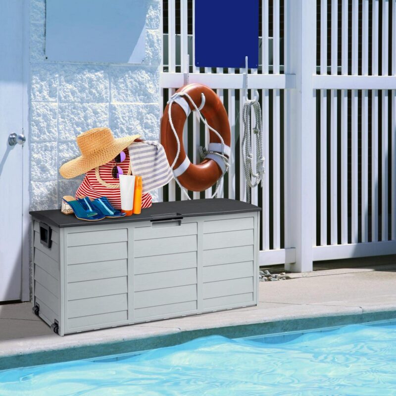 Ktaxon 75gal Outdoor Garden Resin Storage Deck Box Tools Black - Image 4