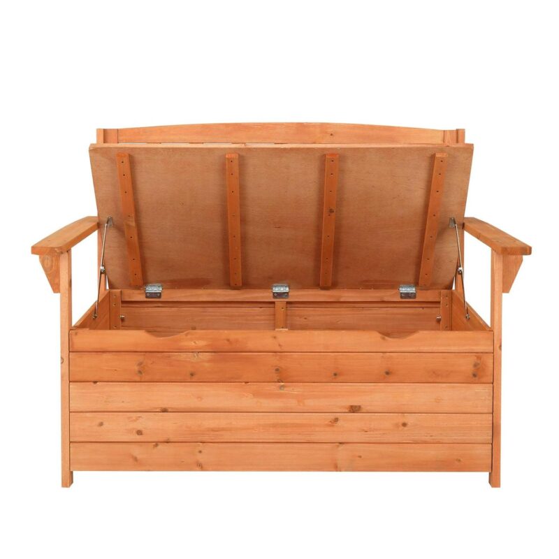 Ktaxon Garden Storage Bench Deck Box for Patio Storage Garden Tools and Pool Toys - Wood - Image 8
