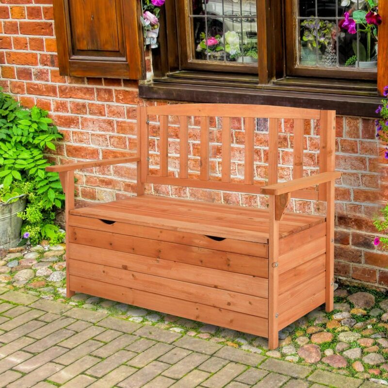 Ktaxon Garden Storage Bench Deck Box for Patio Storage Garden Tools and Pool Toys - Wood - Image 10