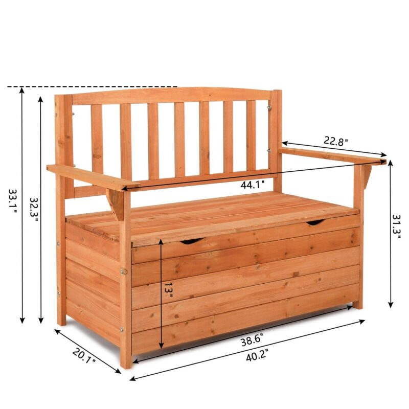 Ktaxon Garden Storage Bench Deck Box for Patio Storage Garden Tools and Pool Toys - Wood - Image 4