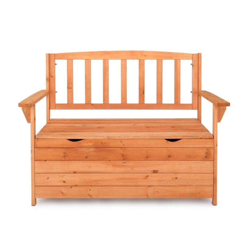 Ktaxon Garden Storage Bench Deck Box for Patio Storage Garden Tools and Pool Toys - Wood - Image 2