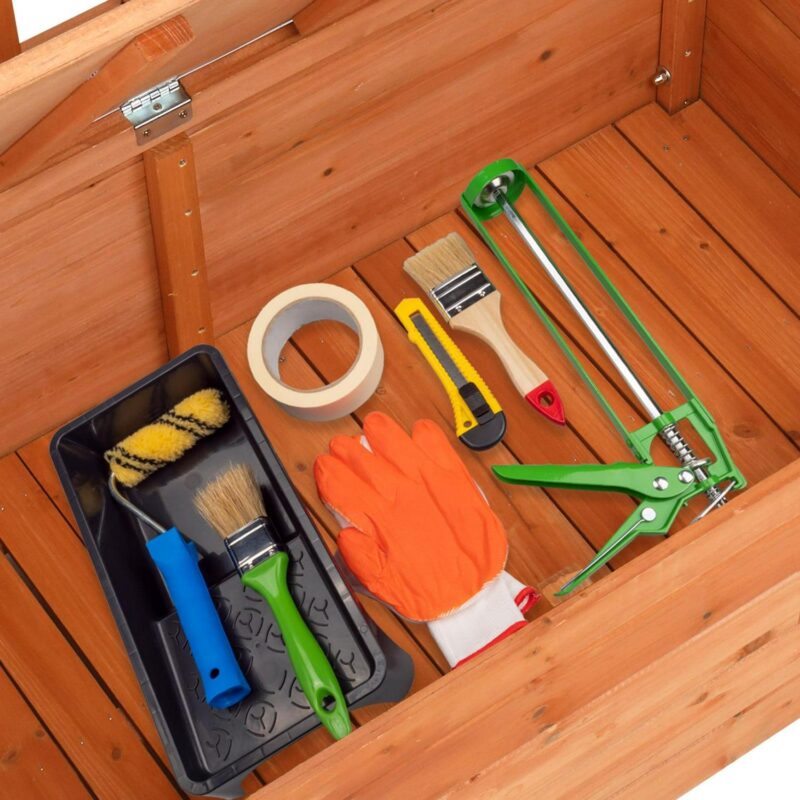 Ktaxon Garden Storage Bench Deck Box for Patio Storage Garden Tools and Pool Toys - Wood - Image 11
