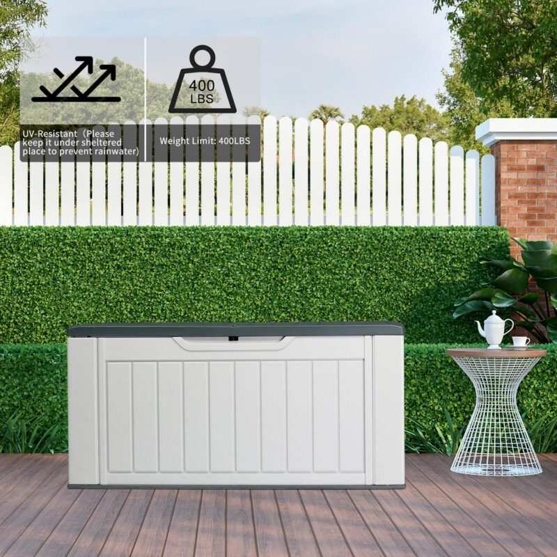 Ktaxon Storage Deck Box Courtyard Storage Box HDPE Plastic White 158 Gallon - Image 7