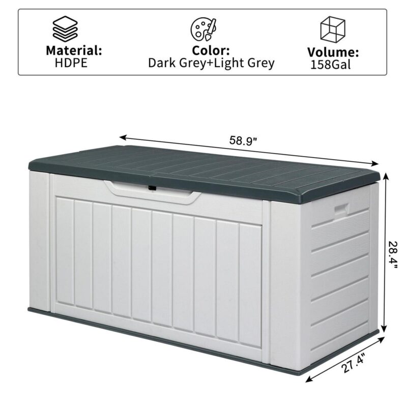 Ktaxon Storage Deck Box Courtyard Storage Box HDPE Plastic White 158 Gallon - Image 6
