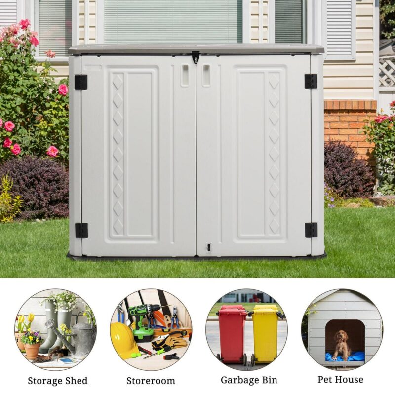 Ktaxon Storage Deck Box Courtyard Storage Box HDPE Plastic White 250 Gallon - Image 6