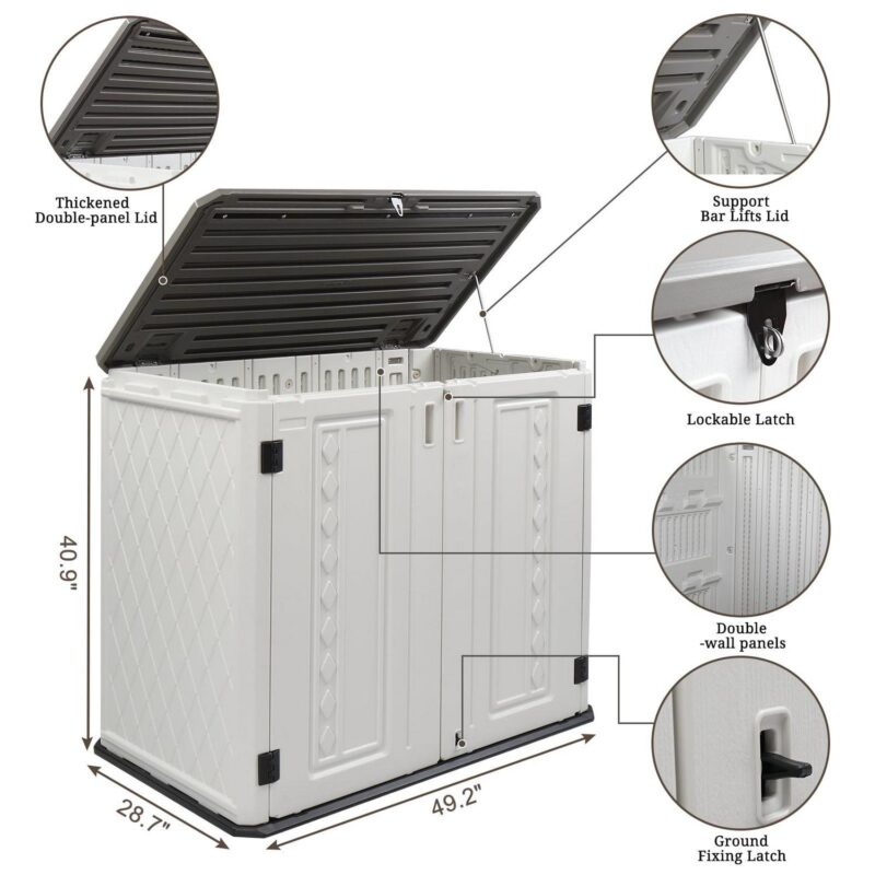 Ktaxon Storage Deck Box Courtyard Storage Box HDPE Plastic White 250 Gallon - Image 4