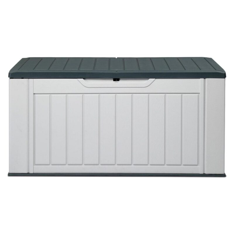 Ktaxon Storage Deck Box Courtyard Storage Box HDPE Plastic White 158 Gallon