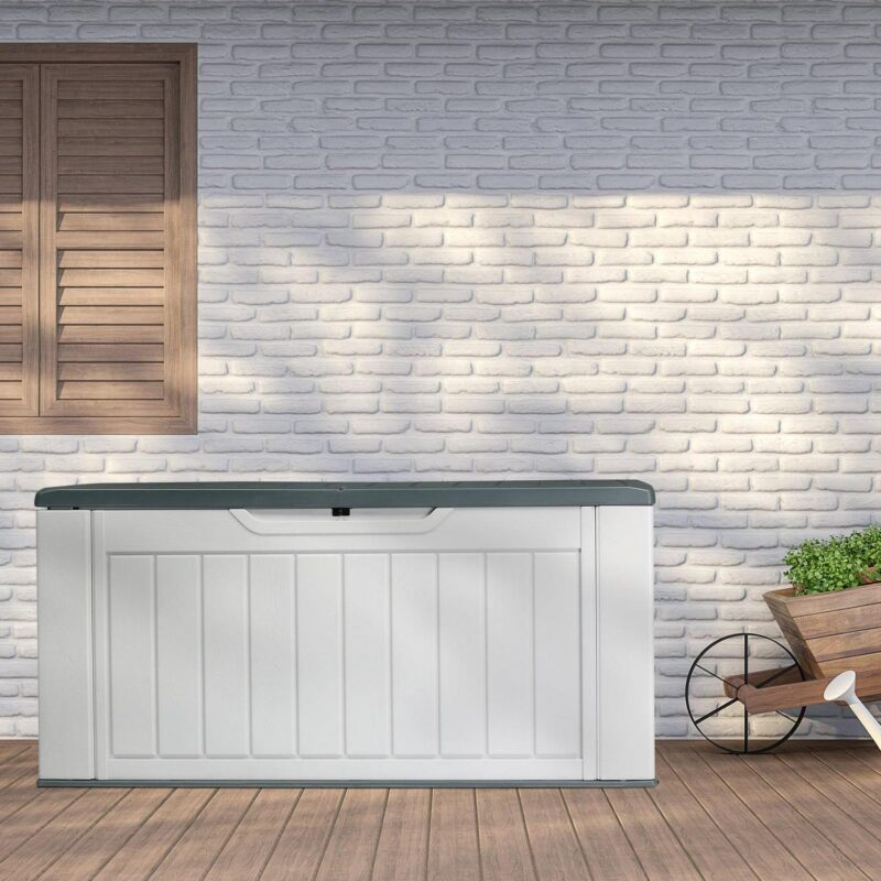 Ktaxon Storage Deck Box Courtyard Storage Box HDPE Plastic White 158 Gallon - Image 9