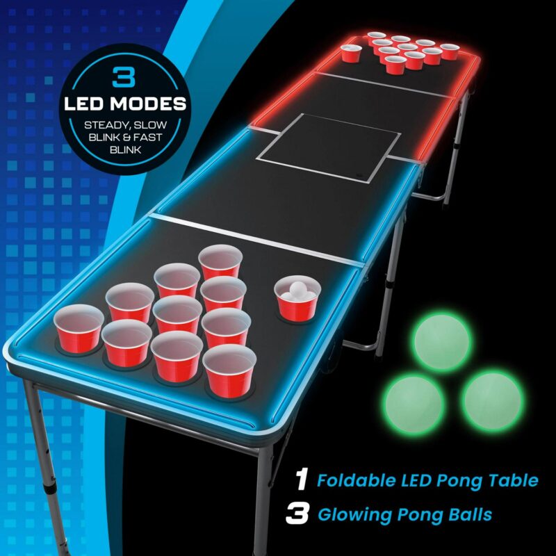 LED Pong Table, Portable Party Game Set, 27-Inch Height, by MinnARK - Image 5