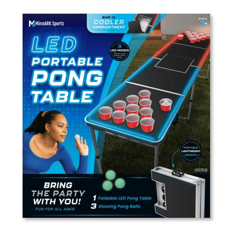 LED Pong Table, Portable Party Game Set, 27-Inch Height, by MinnARK - Image 2