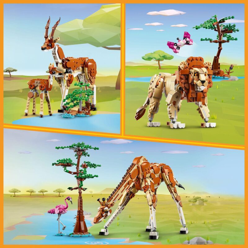 LEGO Creator 3 in 1 Wild Safari Animals Set, Giraffe, Gazelles or Lion Toy 31150 - Image 5