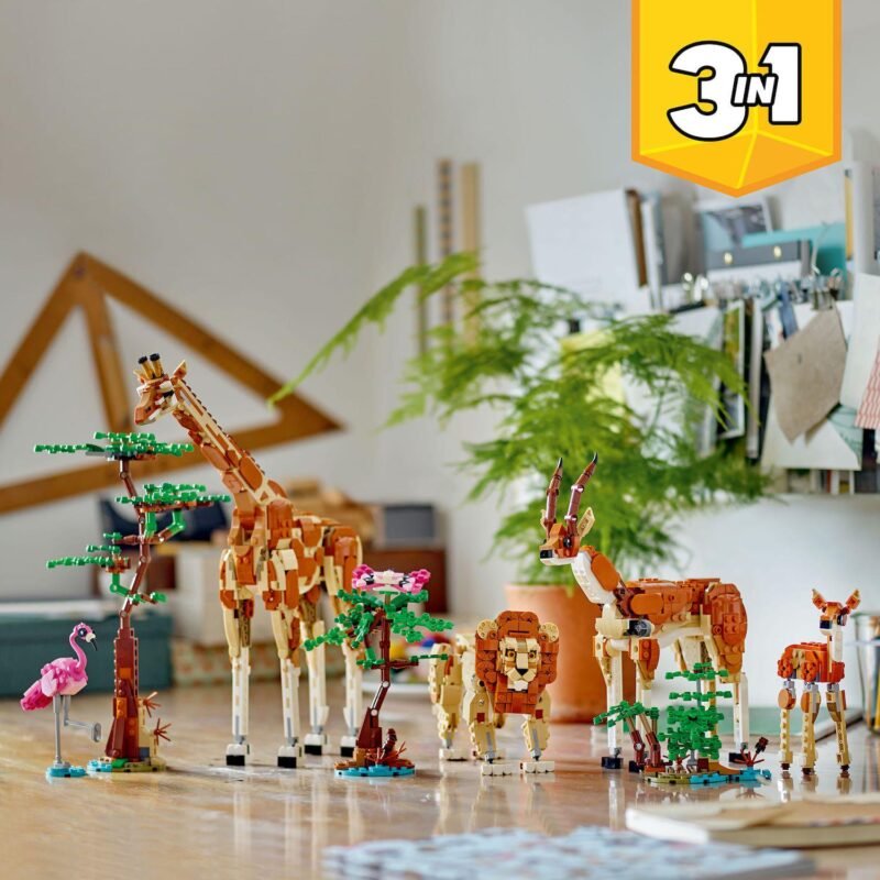 LEGO Creator 3 in 1 Wild Safari Animals Set, Giraffe, Gazelles or Lion Toy 31150 - Image 6
