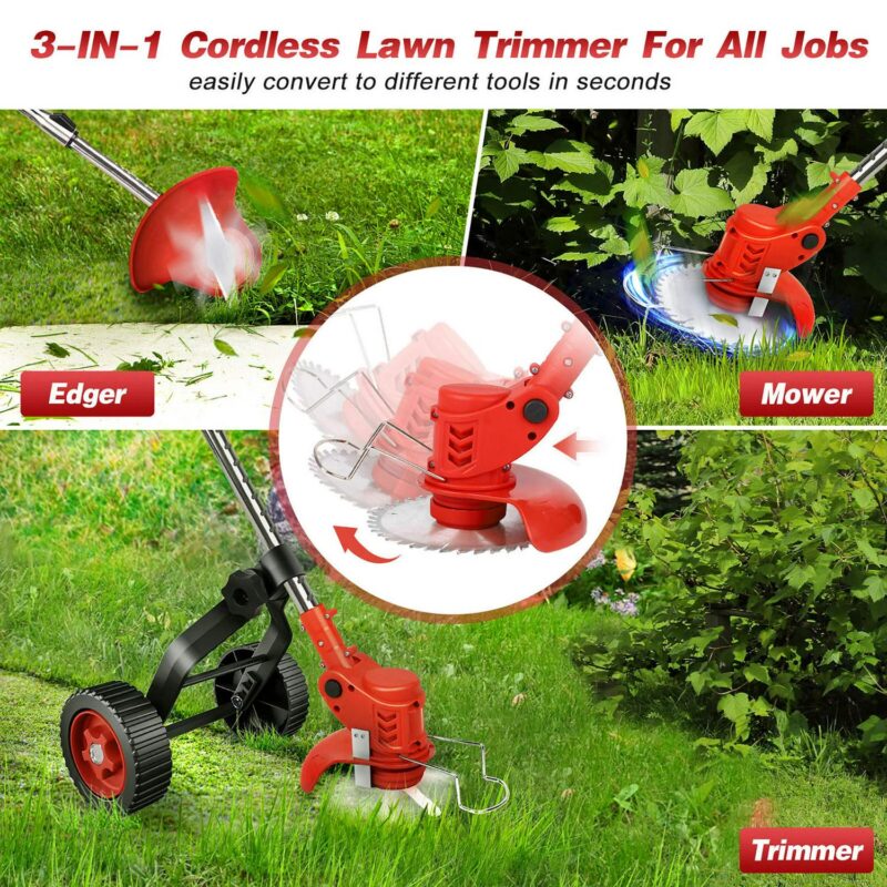 LELINTA 24V 13-inch Cordless String Trimmer, Grass Trimmer Cordless Electric Weed Eaters and Weed Trimmer, 2 Ah Battery and Charger Included - Image 7