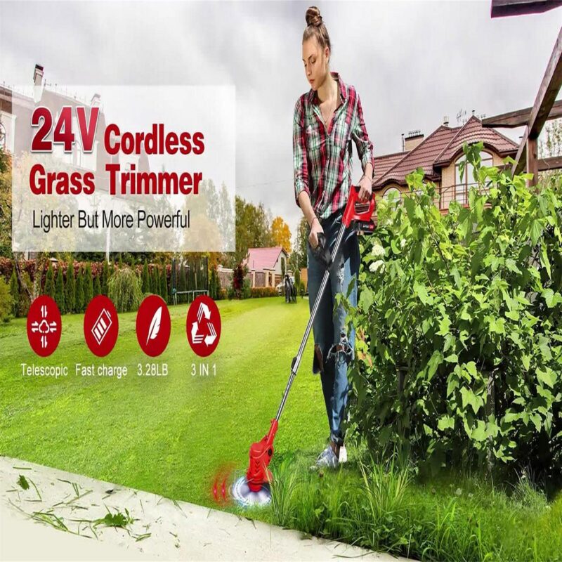 LELINTA 24V 13-inch Cordless String Trimmer, Grass Trimmer Cordless Electric Weed Eaters and Weed Trimmer, 2 Ah Battery and Charger Included - Image 4