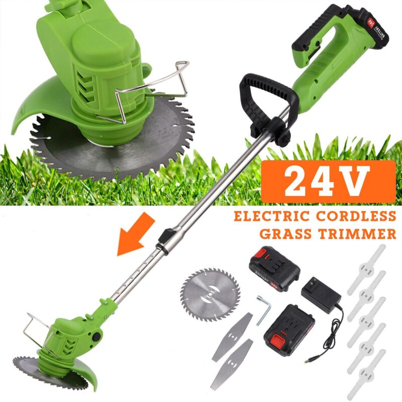 LELINTA Cordless String Trimmer, Garden Electric Weed Strimmer Cutter Rechargeable 2 Ah Battery Tool Cordless String Trimmer Adjustable Height Electric Mower for Garden, 24-88 V,Black/Green/Red - Image 5