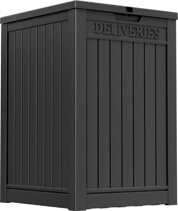 LHBcraft 48 Gallon Package Delivery Box for Porch, Storage Box with Lockable Secure, Large Double-Wall Resin Outdoor Package Delivery and Waterproof Deck Box