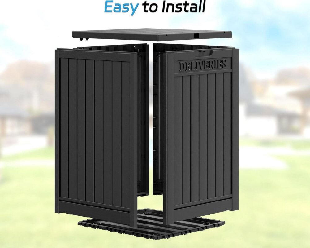 LHBcraft 48 Gallon Package Delivery Box for Porch, Storage Box with Lockable Secure, Large Double-Wall Resin Outdoor Package Delivery and Waterproof Deck Box - Image 5