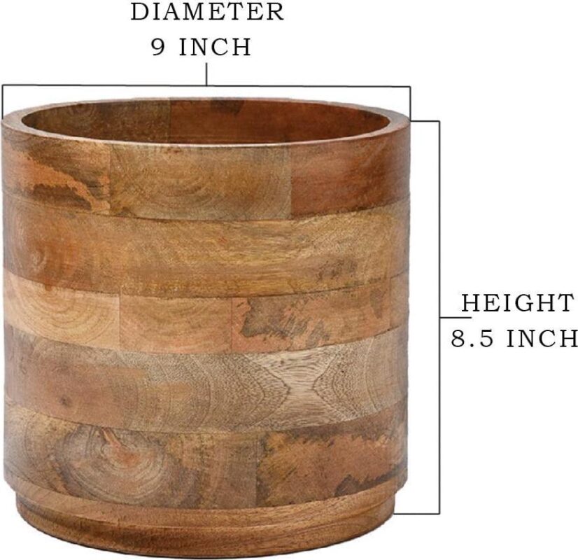 Large Mango Wood Cachepot for Plants - 9  Diameter and 8.5  Tall, Set of 4 - Image 2