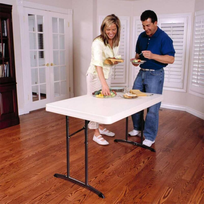 Lifetime 4 Foot Rectangle Folding Table, Indoor/Outdoor Commercial Grade, Almond (80568) - Image 5