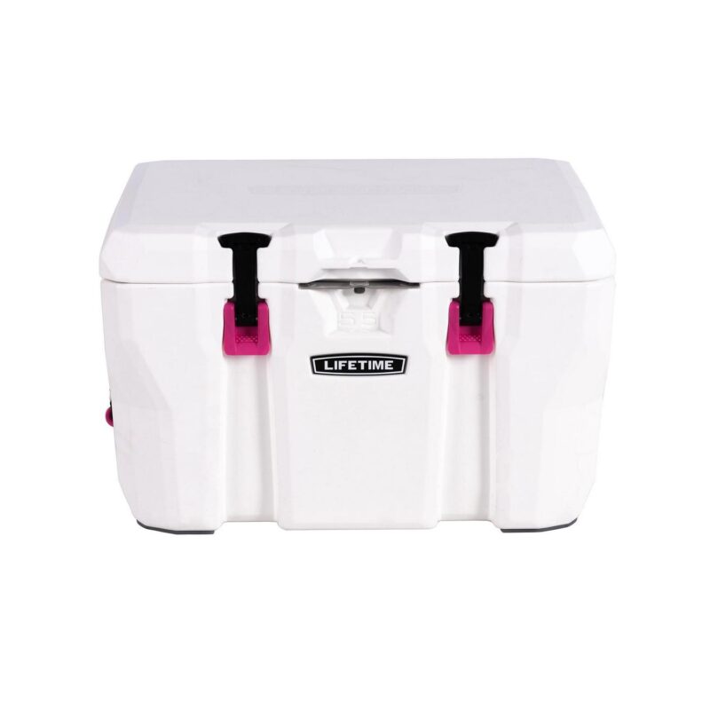 Lifetime 55 Quart High Performance Polyethylene Cooler, White/Pink (91245) - Image 3