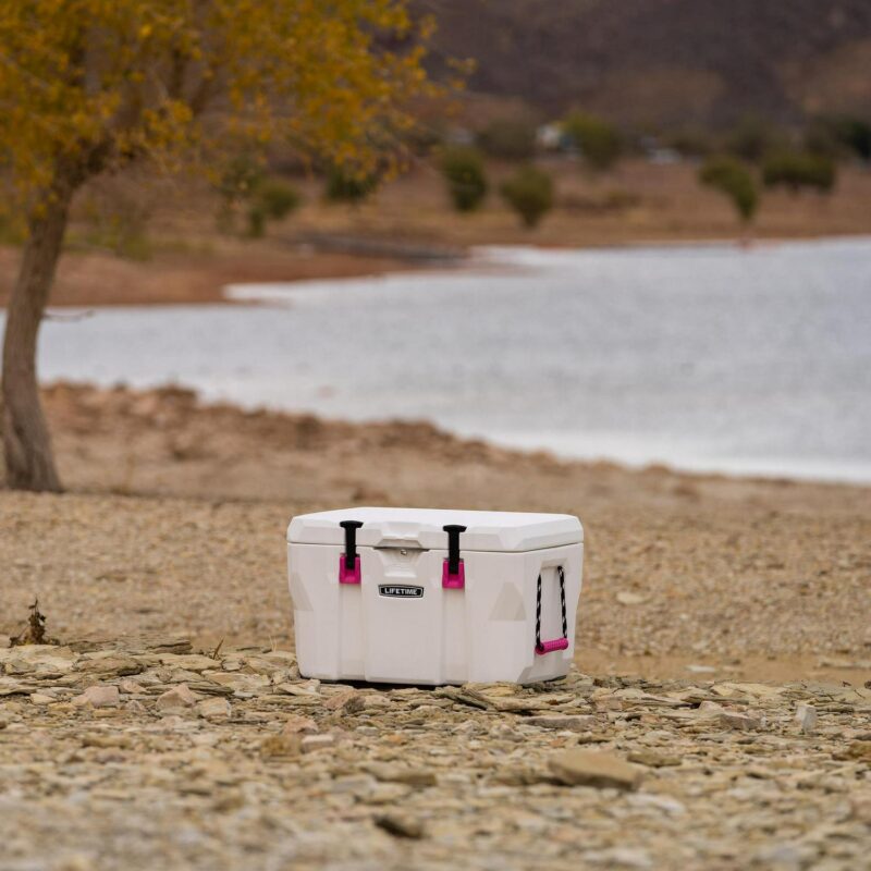 Lifetime 55 Quart High Performance Polyethylene Cooler, White/Pink (91245) - Image 10