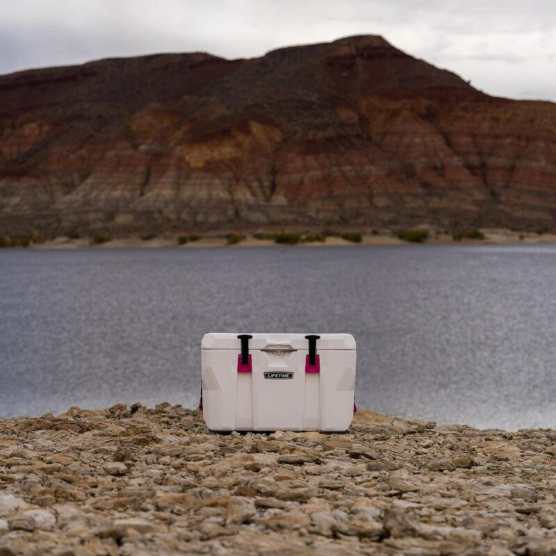Lifetime 55 Quart High Performance Polyethylene Cooler, White/Pink (91245) - Image 5