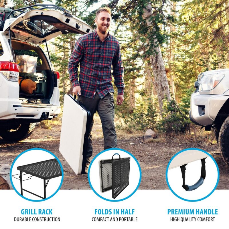 Lifetime 5 Foot Fold-in-Half Camping Folding Table, Indoor/Outdoor, Pumice (280875) - Image 18