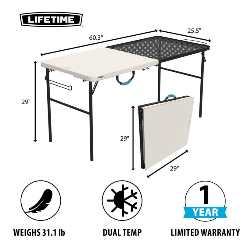 Lifetime 5 Foot Fold-in-Half Camping Folding Table, Indoor/Outdoor, Pumice (280875) - Image 22