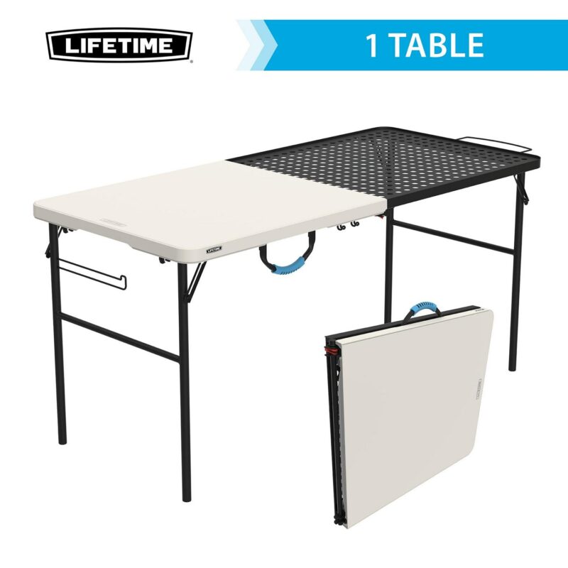 Lifetime 5 Foot Fold-in-Half Camping Folding Table, Indoor/Outdoor, Pumice (280875) - Image 2