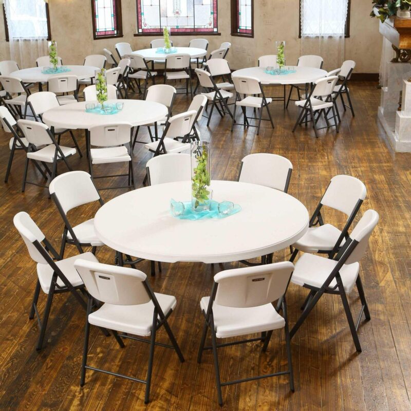 Lifetime 60 inch Round Folding Table, Indoor/Outdoor Commercial Grade, White Granite (280301) - Image 12