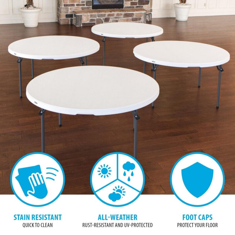 Lifetime 60 inch Round Folding Table, Indoor/Outdoor Commercial Grade, White Granite (280301) - Image 5