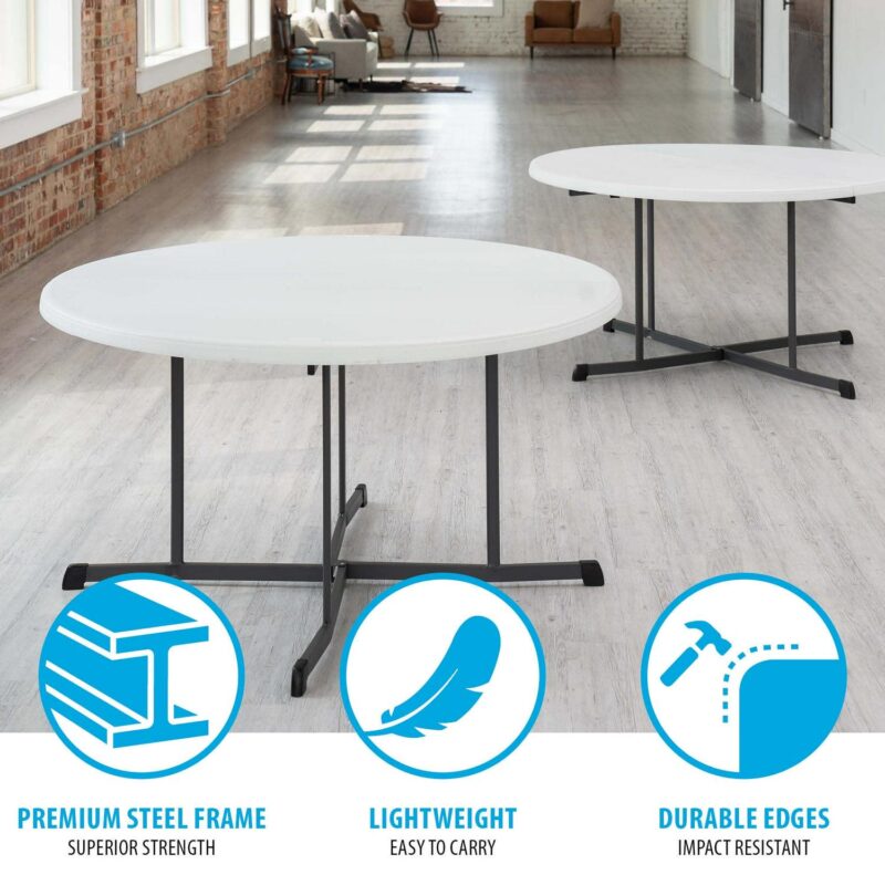 Lifetime 60 inch Round Folding Table, Indoor/Outdoor Commercial Grade, Almond (80806) - Image 5