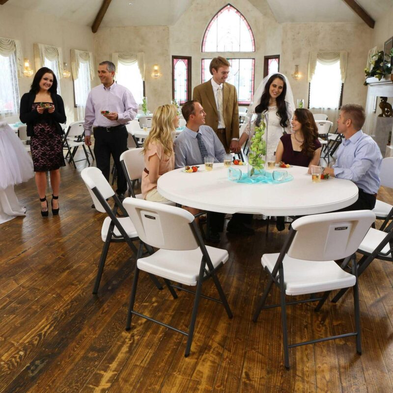 Lifetime 60 inch Round Folding Table, Indoor/Outdoor Commercial Grade, White Granite (280301) - Image 14