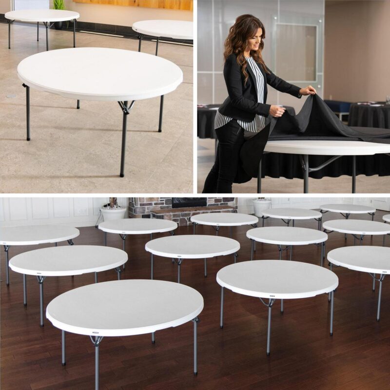 Lifetime 60 inch Round Folding Table, Indoor/Outdoor Commercial Grade, White Granite (280301) - Image 6