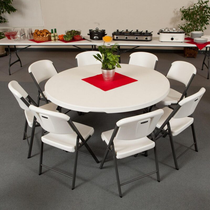 Lifetime 60 inch Round Folding Table, Indoor/Outdoor Commercial Grade, White Granite (280301) - Image 8