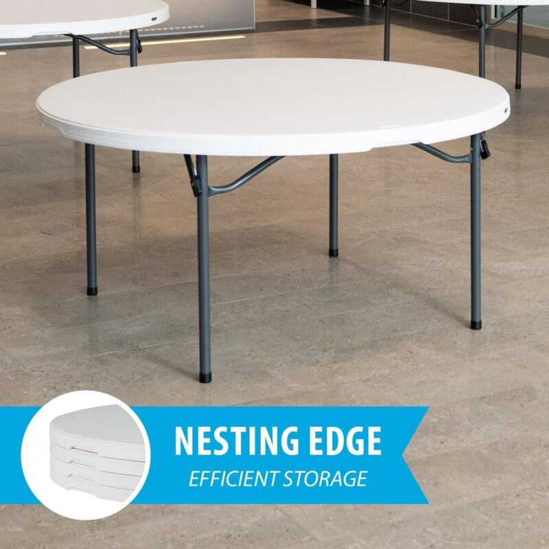 Lifetime 60 inch Round Folding Table, Indoor/Outdoor Commercial Grade, White Granite (280301) - Image 2