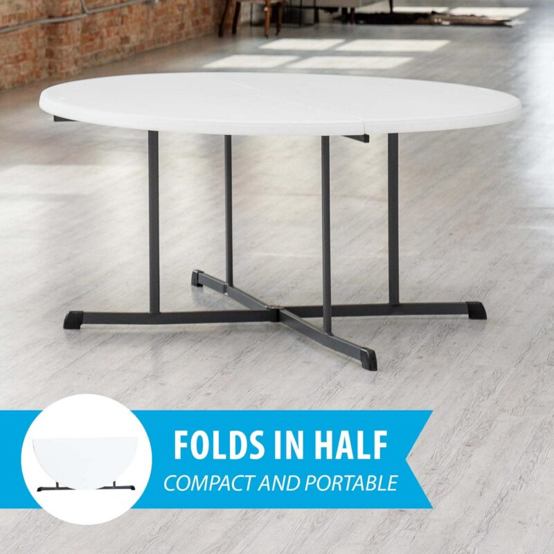 Lifetime 60 inch Round Folding Table, Indoor/Outdoor Commercial Grade, Almond (80806) - Image 3