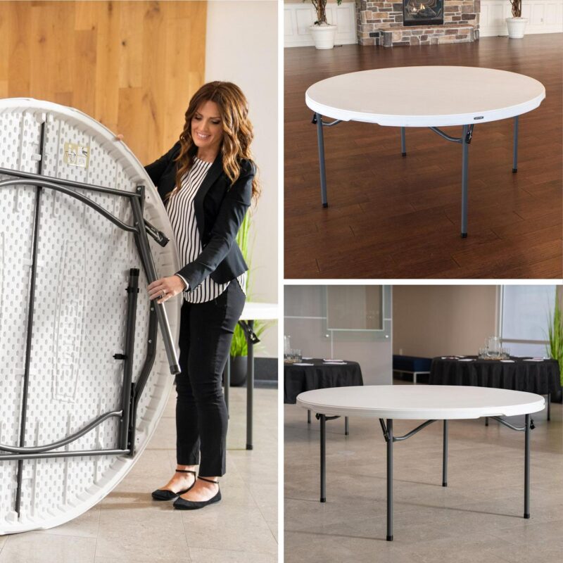Lifetime 60 inch Round Folding Table, Indoor/Outdoor Commercial Grade, White Granite (280301) - Image 7