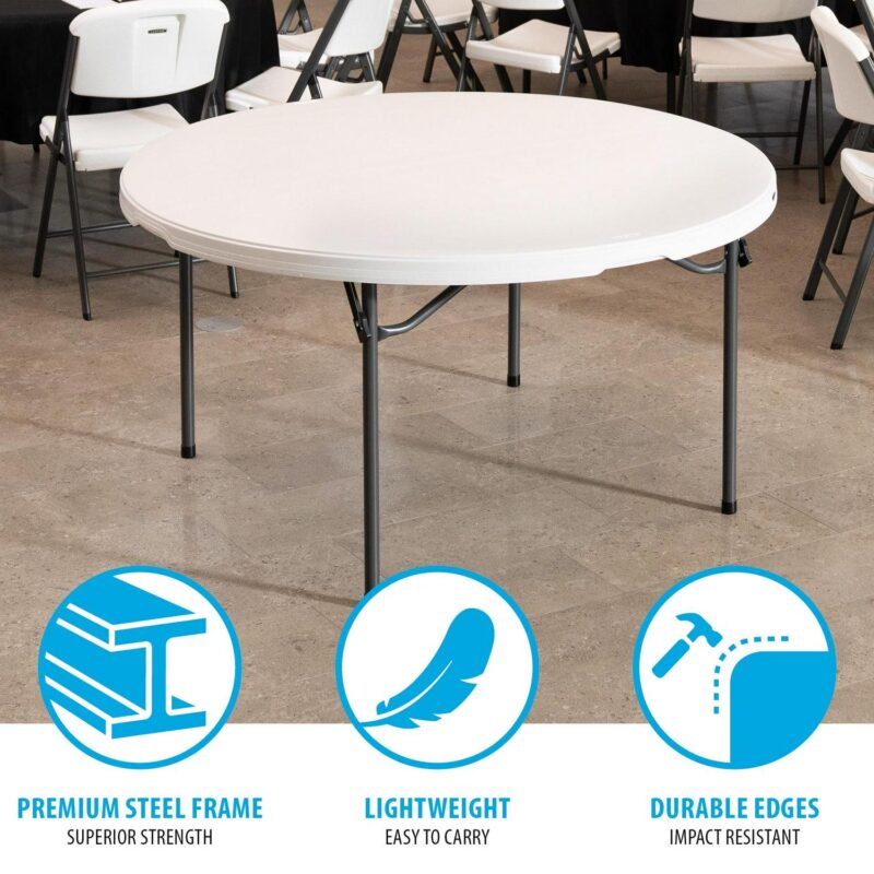 Lifetime 60 inch Round Folding Table, Indoor/Outdoor Commercial Grade, White Granite (280301) - Image 4