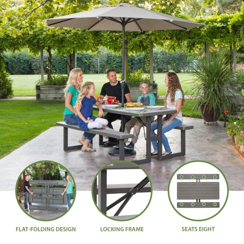 Lifetime 6-Foot Craftsman Outdoor Polyethylene Folding Picnic Table - Image 5