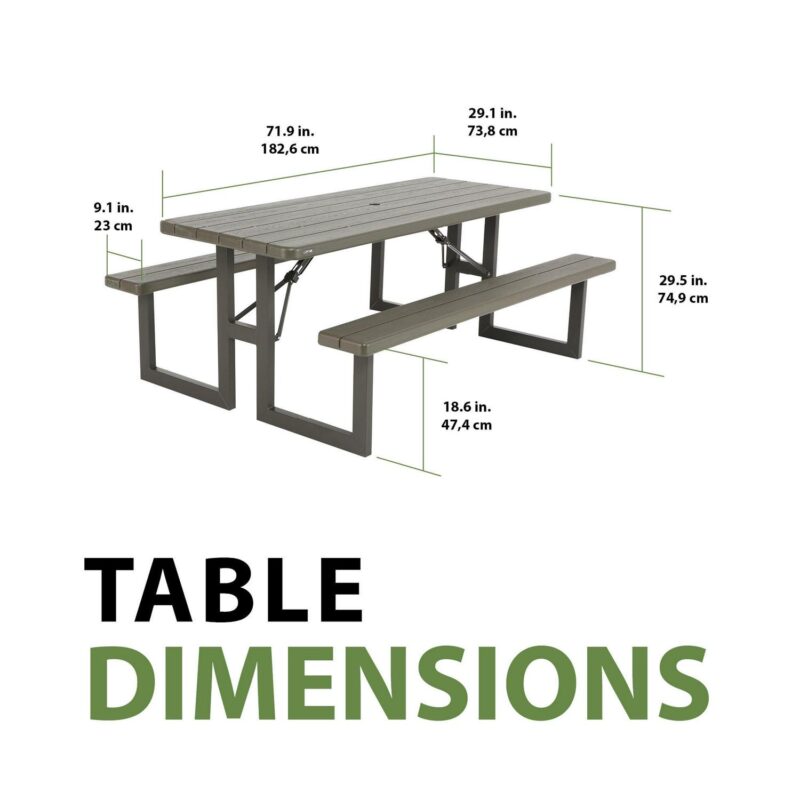 Lifetime 6-Foot Craftsman Outdoor Polyethylene Folding Picnic Table - Image 3