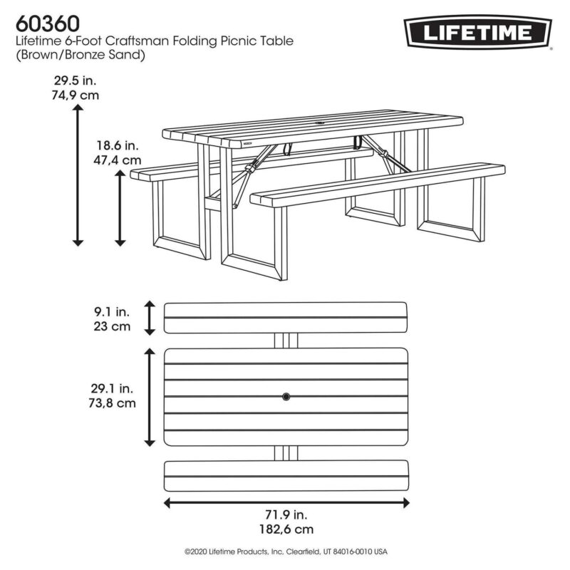 Lifetime 6-Foot Craftsman Outdoor Polyethylene Folding Picnic Table - Image 29