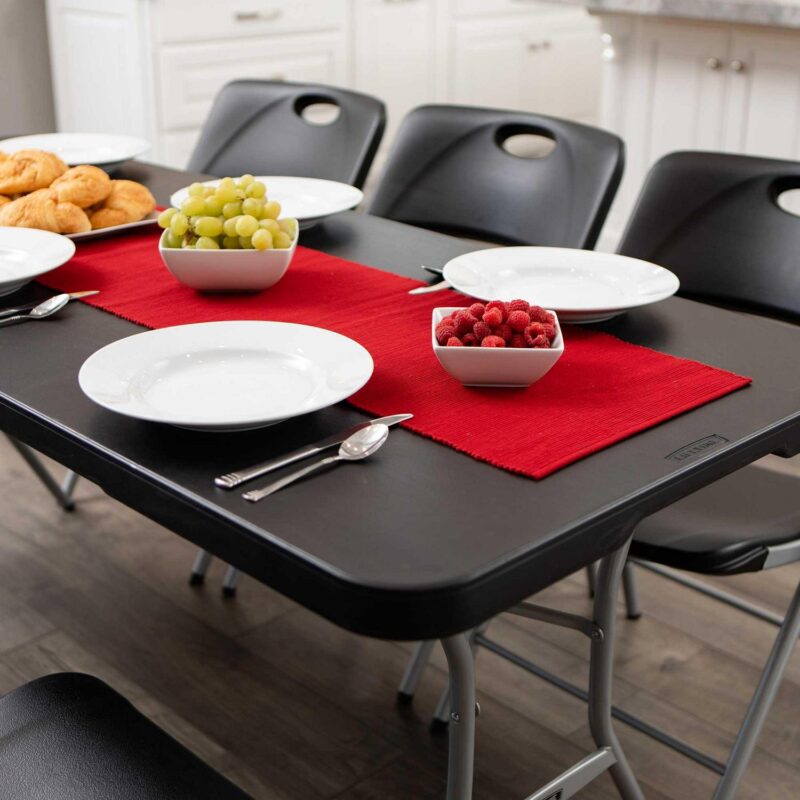 Lifetime 6 Foot Rectangle Fold-In-Half Table, Indoor/Outdoor, Light Commercial Grade, Black (80788) - Image 12
