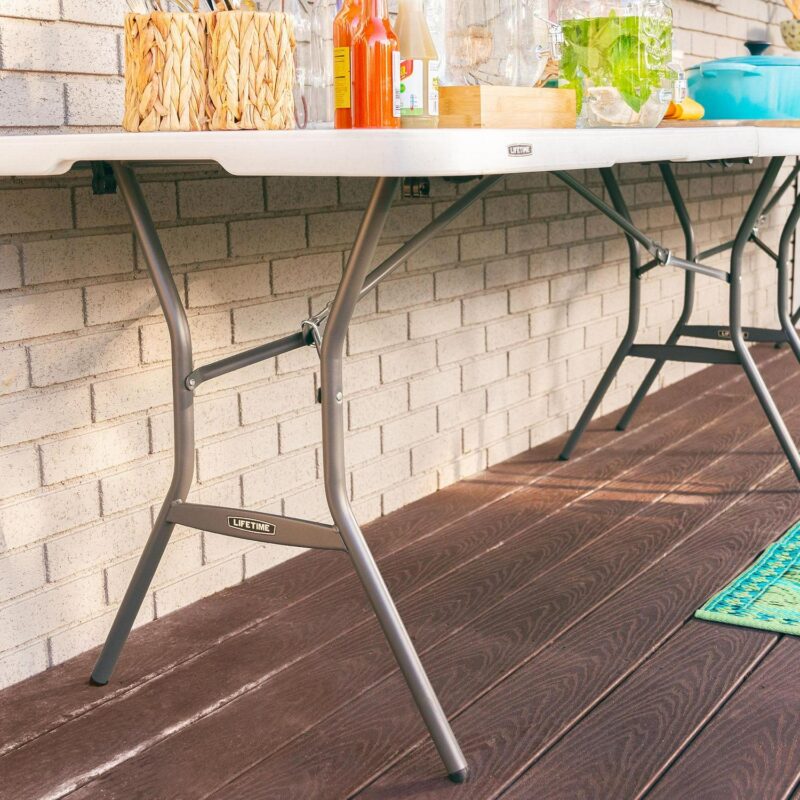Lifetime 6 Foot Rectangle Fold-in-Half Table, Commercial Grade, White Granite (25011) - Image 13