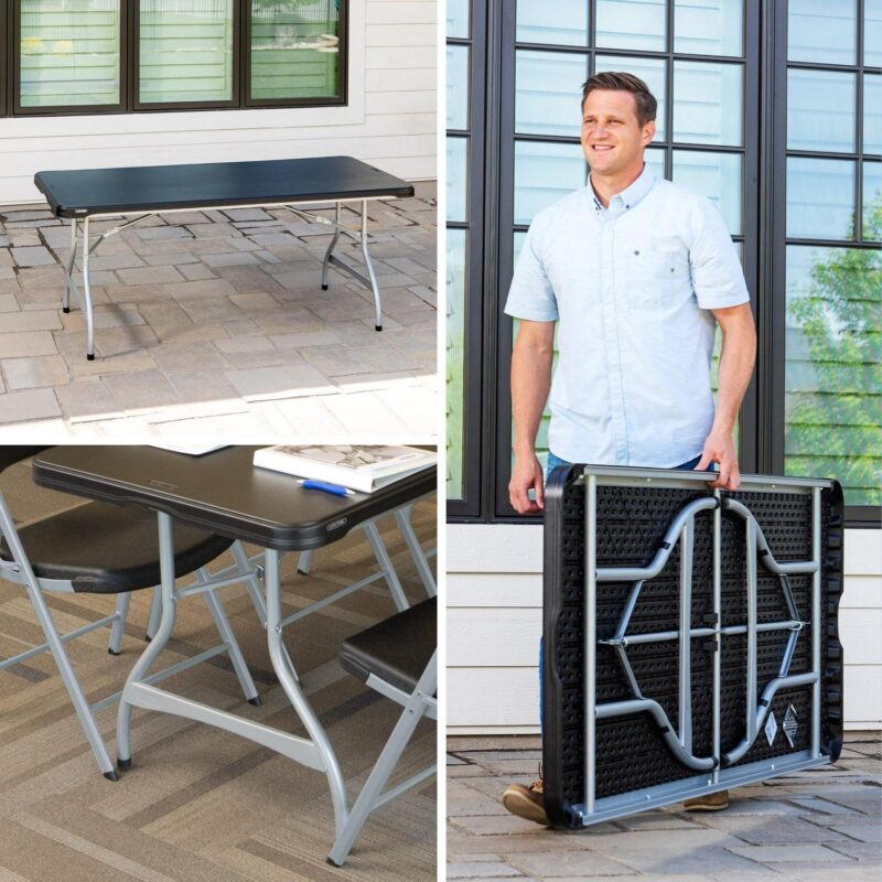 Lifetime 6 Foot Rectangle Folding Table, Indoor/Outdoor Commercial Grade, Black (280350) - Image 8