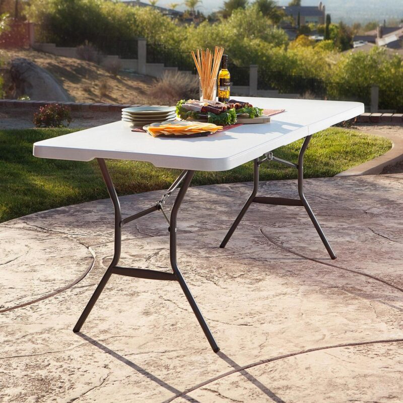 Lifetime 6 Foot Rectangle Fold-in-Half Table, Commercial Grade, White Granite (25011) - Image 8