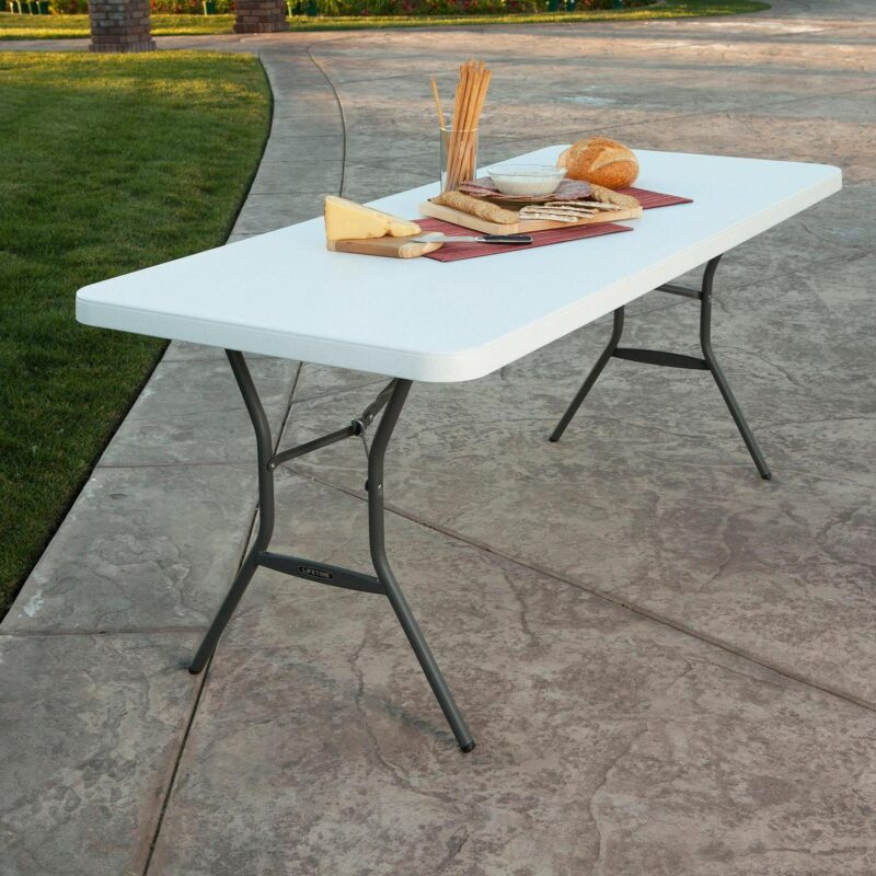 Lifetime 6 Foot Rectangle Fold-in-Half Table, Commercial Grade, White Granite (25011) - Image 10